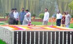 The Vice President, Shri Mohd. Hamid Ansari paying floral tributes at the Samadhi of Babu Jagjivan Ram on his 105th Birth Anniversary, at Samta Sthal, in Delhi on April 05, 2012.jpg