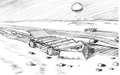 Sketch of the Lunar Crawler to be used for fabrication of lunar solar cells on the surface of the Moon.