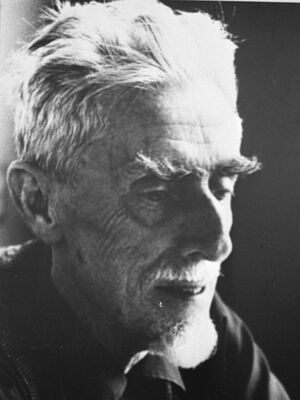 Black-and-white photograph of Escher in November 1971