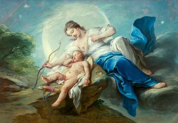 Charles Amédée Philippe van Loo - Amor is disarmed by Diana.jpg