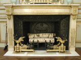 Parisian chimneypiece, 1775ح. 1775–1785, Carrara marble with gilt bronze, height: 111.4 cm, width: 169.5 cm, depth: 41.9 cm