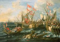 معركة أكتيوم, بريشة لورنزو كاسترو, سنة 1672.