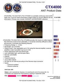 CTX4000 – Portable continuous-wave radar (CRW) unit to illuminate a target system for Dropmire collection