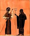 Athena (Pallas) with her lance and Poseidon (Neptune) with his trident. These weapons became the symbols of the planets Pallas and Neptune, respectively.