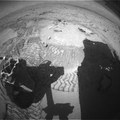 Curiosity's view of tracks while crossing the "Dingo Gap" sand dune (February 6, 2014; video-gif).