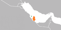 Map indicating locations of Bahrain and Qatar