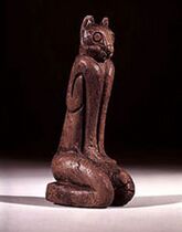 Statue of a semi-anthropomorphised cat