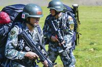 Two soldier holding assault rifles