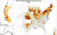 Map of "other" presidential election results by county
