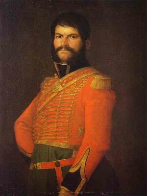 A soldier in a 19th-century military uniform.