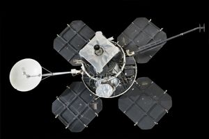 Replica of a Lunar Orbiter spacecraft