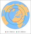 A chart showing the range of the aircraft; please see image description for details