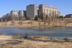 The Washington University Medical Center as seen from Forest Park