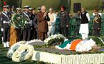 The Leader of Opposition in Lok Sabha, Shri L.K. Advani paying homage at the mortal remains of the former President, Shri R. Venkataraman, at Ekta Sthal in Delhi on January 28, 2009.jpg