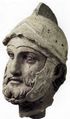 خوذة من القرن الثاني ق.م. بتأثيرات هلينية تحمي رأس مقاتل پارثي من نيسا, capital of the Parthian homeland.