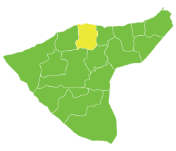 موقع ناحية عامودا في محافظة الحسكة.