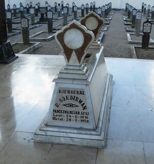 A grave with the text Sudirman on it