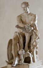 Statue of Ares, young, seated, and with short hair