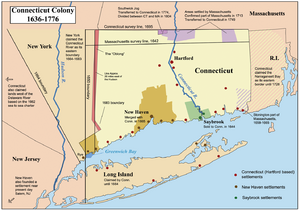Map of the Connecticut, New Haven, and Saybrook colonies