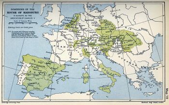 ملكية هابسبورگ في أقصى اتساعها، في عهد تشارلز الخامس في 1547.