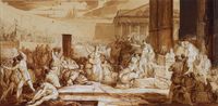 تيتوس كوينكتيوس فلامينينوس يمنح اليونان حريتها في الألعاب البرزخية، 1780، رسم.