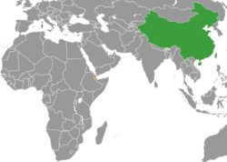 Map indicating locations of China and Djibouti