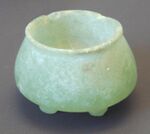 Green aragonite tripod vase Mid-Euphrates 6000 BC Louvre Museum AO 28386