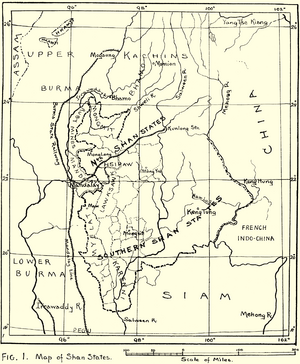 خريطة 1917 لدويلات شان البريطانية
