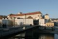 Lamberg Castle, in 2002 the Enns river rose up to the bridge girders.