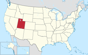 خريطة الولايات المتحدة، موضح فيها Utah