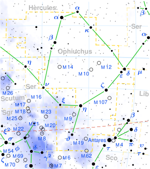Barnard's Star is located in the constellation Ophiuchus.