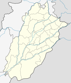 Pakistan, with Lahore pinpointed at the northeast