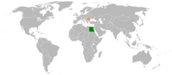 Map indicating locations of Romania and Egypt