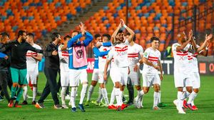لاعبو الزمالك يحتفلون بفوزهم على الترجي المغربي، 4 نوفمبر 2020.
