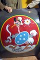 "Senta a Pua!" emblem. Artifact from the Brazilian FAB aircrews portion of the WWII: Airmen in a World at War exhibit in the Air Power Gallery at the National Museum of the U.S. Air Force.