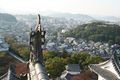 A mythical tiger-headed fish called kinshachi (金鯱). This motif was used atop the castle towers as a talisman for fire prevention.[7]