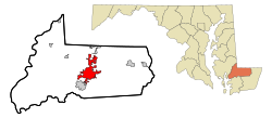 Location in Wicomico County in Maryland
