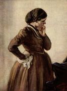 إميلي منتسل تقف أمام البيانو، 1866.