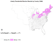 Results explicitly indicating the percentage for the Liberty candidate in each county.