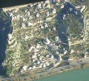 Walled town of Pocitelj (from air).JPG