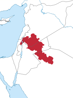 Location within the Levant of the wider volcanic province it is part of