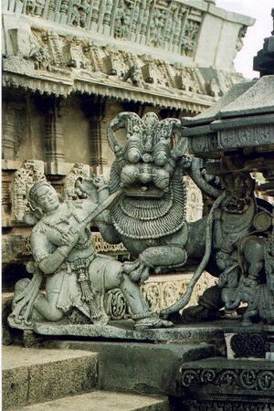 photograph of Sala and the tiger, Belur, Karnataka