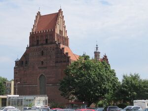 Photograph of a red brick church