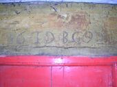 Non-structural marriage stone lintel at 'The Hill' farm, Dunlop, East Ayrshire, Scotland