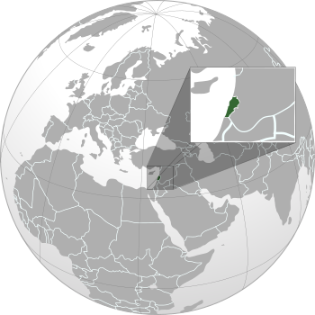 موقع لبنان (بالأخضر)