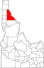 Map of Idaho highlighting Shoshone County