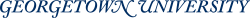 Stylized blue text with the words Georgetown University.