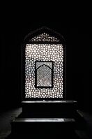 A jali mihrab indicates the qibla direction while one stands inside Humayun's cenotaph's chamber and looks to the west.