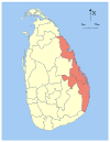 Area map of Eastern Province of Sri Lanka