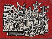 مسيرة كبرى بخلفية حمراء، 1958 (تم تصميمها عام 1953)، فيسفساء، معرض ڤيكتوريا الوطني